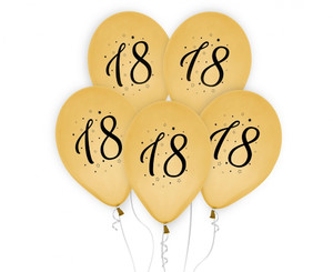 Birthday Balloons 18th Birthday Gold 12" 5pcs