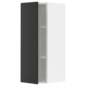 METOD Wall cabinet with shelves, white/Nickebo matt anthracite, 30x80 cm