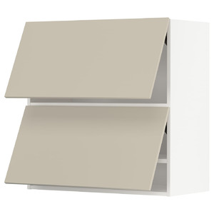 METOD Wall cabinet horizontal w 2 doors, white/Havstorp beige, 80x80 cm