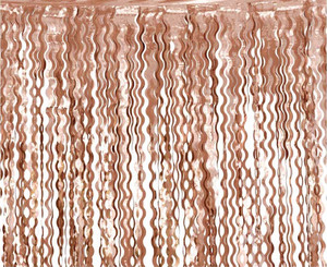 Fringe Deco Curtain Swirls 100x200cm, metallic rose gold