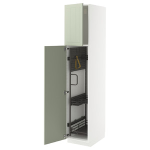 METOD High cabinet with cleaning interior, white/Stensund light green, 40x60x200 cm