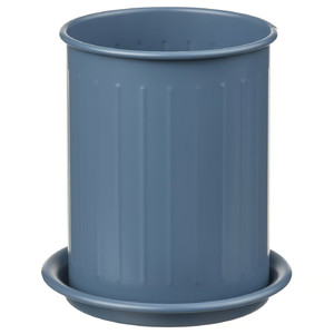 VÄLVÅRDAD Cutlery stand, dark grey-blue/galvanised, 13 cm