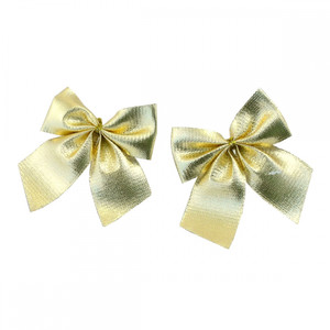 Fabric Bow Christmas Ornaments, Gold, 14 Pieces