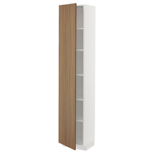METOD High cabinet with shelves, white/Tistorp brown walnut effect, 40x37x200 cm