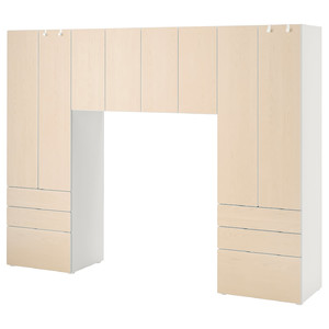 SMÅSTAD / PLATSA Storage combination, white/birch, 240x42x181 cm
