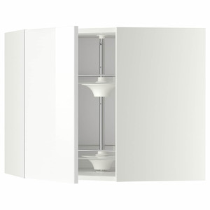 METOD Corner wall cabinet with carousel, white, Ringhult white, 68x60 cm