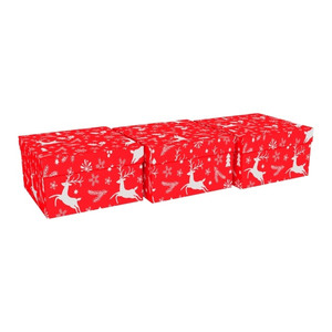 Christmas Box 14x14x8cm, eco, 3pcs, red