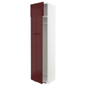 METOD Hi cab f fridge or freezer w 2 drs, white Kallarp/high-gloss dark red-brown, 60x60x240 cm