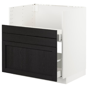METOD Bc f BREDSJÖN sink/2 fronts/2 drws, white/Lerhyttan black stained, 80x60 cm