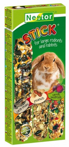 Nestor Stick for Large Rodents & Rabbits - Carob, Peanuts & Carrots/Beetroots 3pcs