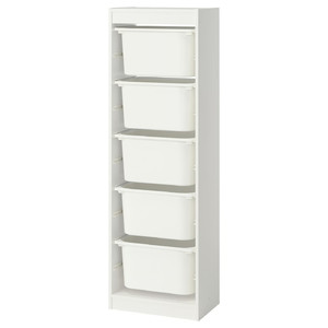 TROFAST Storage combination with boxes, white/white, 46x30x145 cm