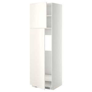 METOD High cabinet for fridge w 2 doors, white/Veddinge white, 60x60x200 cm