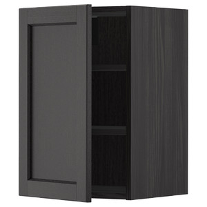 METOD Wall cabinet with shelves, black/Lerhyttan black stained, 40x60 cm