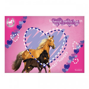 Construction Paper Pad Technical Drawing Pad A4 10 White Sheets Horses 20pcs, assorted designs