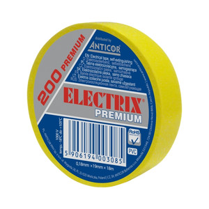 Electrix Electrical Insulating Tape 200 0.18 mm x 19 mm x 18 m, yellow