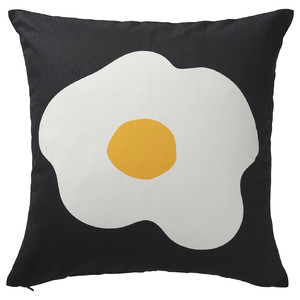 ÖGONLOCKSMAL Cushion cover, black/white, 50x50 cm