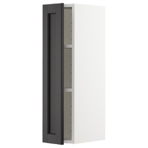 METOD Wall cabinet with shelves, white/Lerhyttan black stained, 20x80 cm