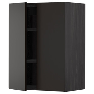 METOD Wall cabinet with shelves/2 doors, black/Kungsbacka anthracite, 60x80 cm
