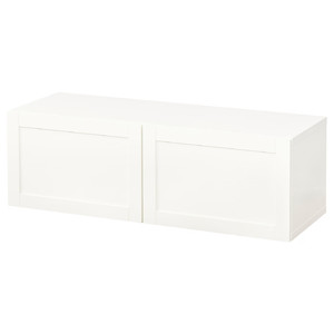 BESTÅ Wall-mounted cabinet combination, white/Hanviken white, 120x42x38 cm