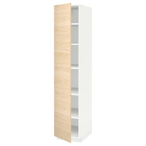METOD High cabinet with shelves, white/Askersund light ash effect, 40x60x200 cm