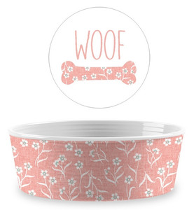 TarHong Flower Fields Single Wall Dog Bowl, blush, medium, 17cm/1L