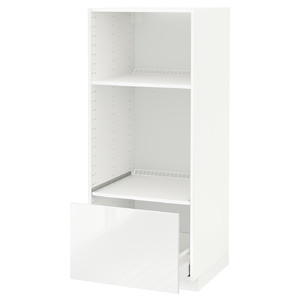 METOD / MAXIMERA High cab for oven/micro w drawer, white/Ringhult white, 60x60x140 cm