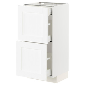 METOD / MAXIMERA Base cab with 2 fronts/3 drawers, white Enköping/white wood effect, 40x37 cm