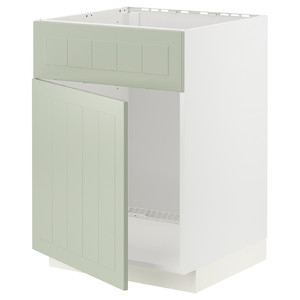 METOD Base cabinet f sink w door/front, white/Stensund light green, 60x60 cm