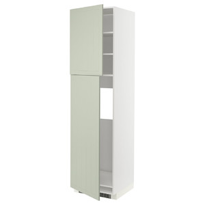 METOD High cabinet for fridge w 2 doors, white/Stensund light green, 60x60x220 cm