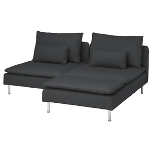 SÖDERHAMN 2-seat sofa with chaise longue, Fridtuna dark grey
