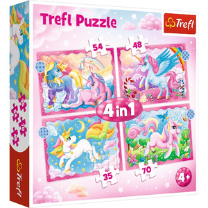 Trefl Children's Puzzle 4in1 Unicorns & Magic 4+