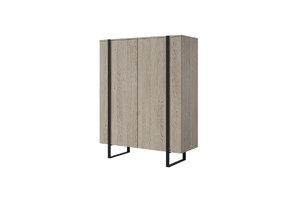 Two-Door Cabinet Verica 120 cm, biscuit oak/black legs