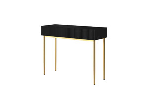 Modern Console Table Dresser Dressing Table Nicole, matt black, gold legs
