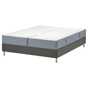 LYNGÖR Divan bed, Vågstranda firm/medium firm/light blue dark grey, 180x200 cm