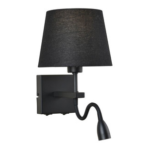 Wall Lamp Norte 1 x 60 W plus 3 W LED E27, black