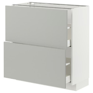 METOD / MAXIMERA Base cabinet with 2 drawers, white/Havstorp light grey, 80x37 cm