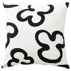 KLIPPBRÄCKA Cushion cover, white/black, 50x50 cm