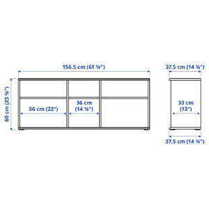 SKRUVBY TV bench, black-blue, 156x38x60 cm