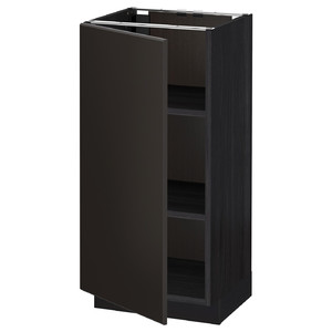 METOD Base cabinet with shelves, black/Kungsbacka anthracite, 40x37 cm