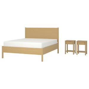TONSTAD Bedroom furniture, set of 3, oak veneer, 140x200 cm