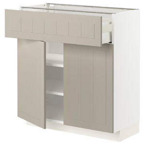 METOD / MAXIMERA Base cabinet with drawer/2 doors, white/Stensund beige, 80x37 cm