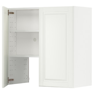 METOD Wall cb f extr hood w shlf/door, white/Bodbyn off-white, 80x80 cm