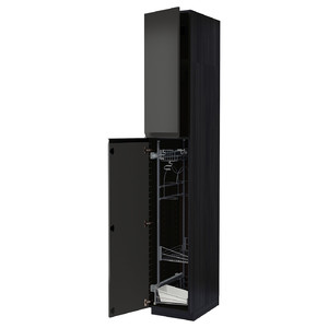 METOD High cabinet with cleaning interior, black/Upplöv matt anthracite, 40x60x240 cm