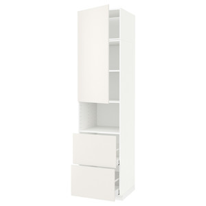 METOD / MAXIMERA Hi cab f micro w door/2 drawers, white/Veddinge white, 60x60x240 cm