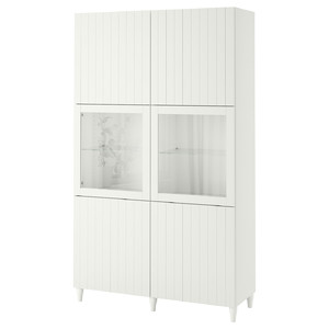 BESTÅ Storage combination w glass doors, white Sutterviken, Sindvik white clear glass, 120x42x202 cm