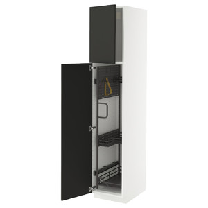 METOD High cabinet with cleaning interior, white/Nickebo matt anthracite, 40x60x200 cm