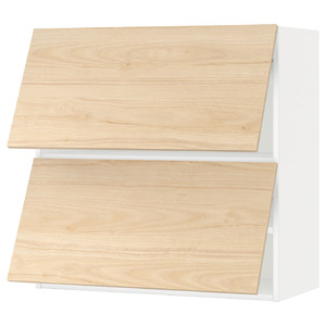 METOD Wall cabinet horizontal w 2 doors, white/Askersund light ash effect, 80x80 cm
