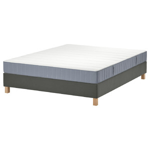 LYNGÖR Divan bed, Vesteröy medium firm/light blue dark grey, Standard King