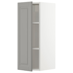 METOD Wall cabinet with shelves, white/Bodbyn grey, 30x80 cm