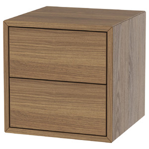 EKET Wall cabinet with 2 drawers, walnut effect, 35x35x35 cm